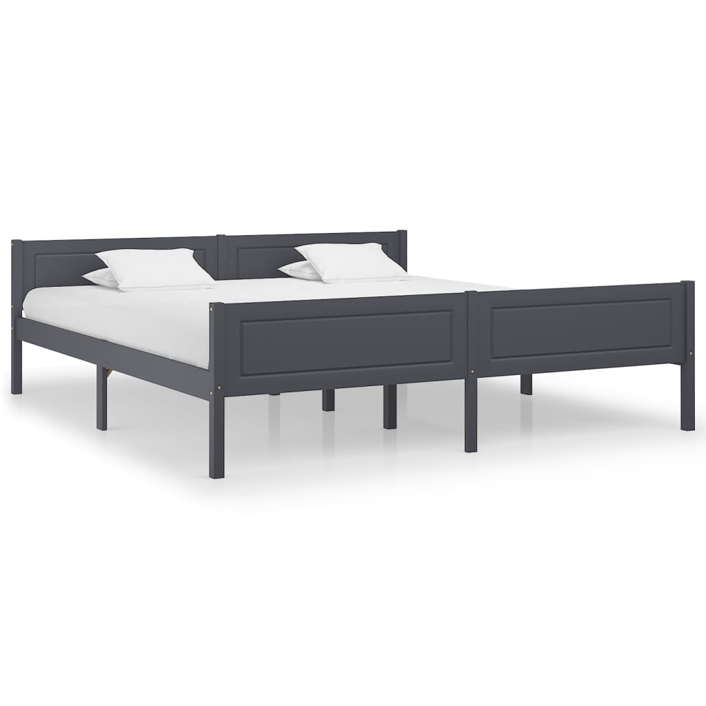vidaXL Bed Frame Solid Pinewood Grey 180x200 cm 6FT Super King