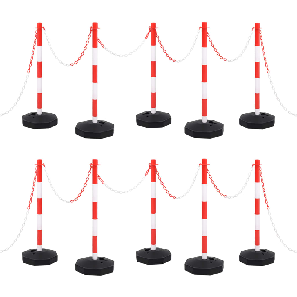 vidaXL Chain Post Set with 10 m Plastic Chain