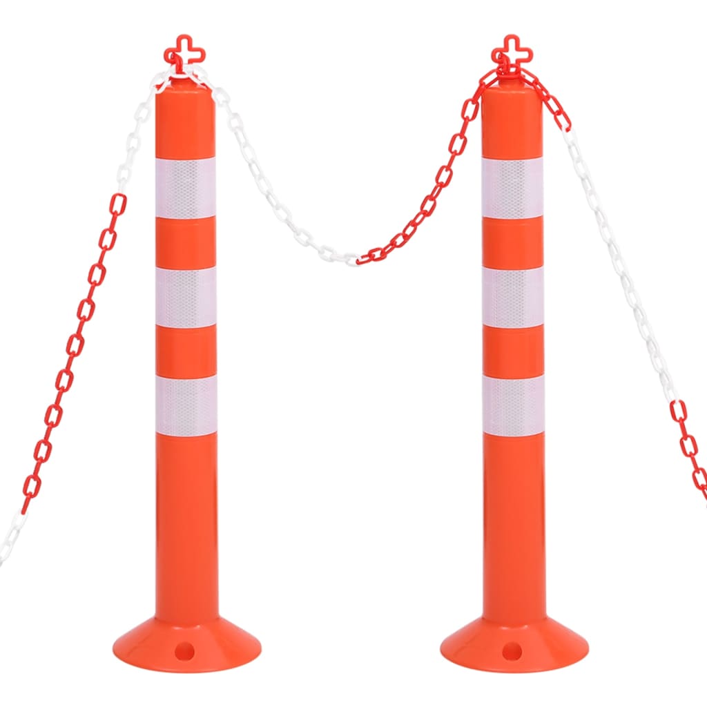 vidaXL Traffic Control Bollards 2 pcs with Chain 75 cm PE