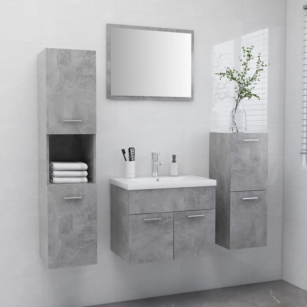vidaXL Bathroom Furniture Set Concrete Grey Engineered Wood