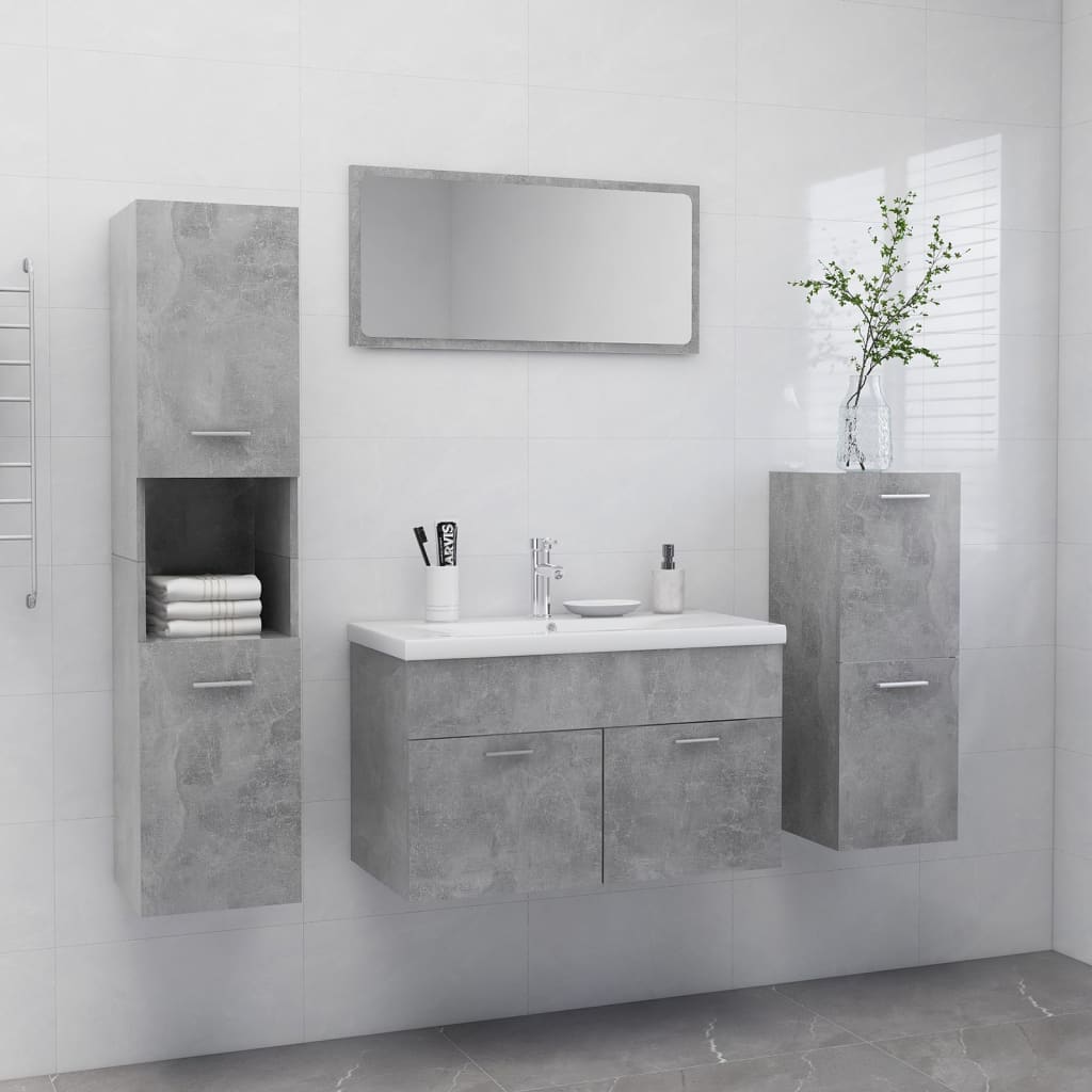vidaXL Bathroom Furniture Set Concrete Grey Engineered Wood