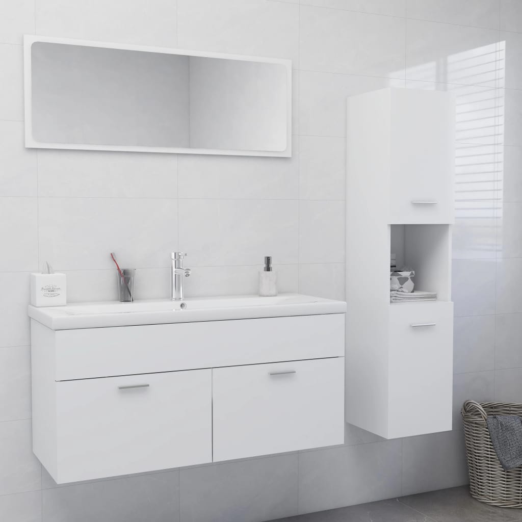 vidaXL Bathroom Furniture Set White Engineered Wood