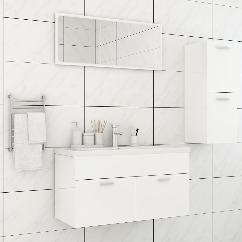 vidaXL Bathroom Furniture Set High Gloss White Engineered Wood