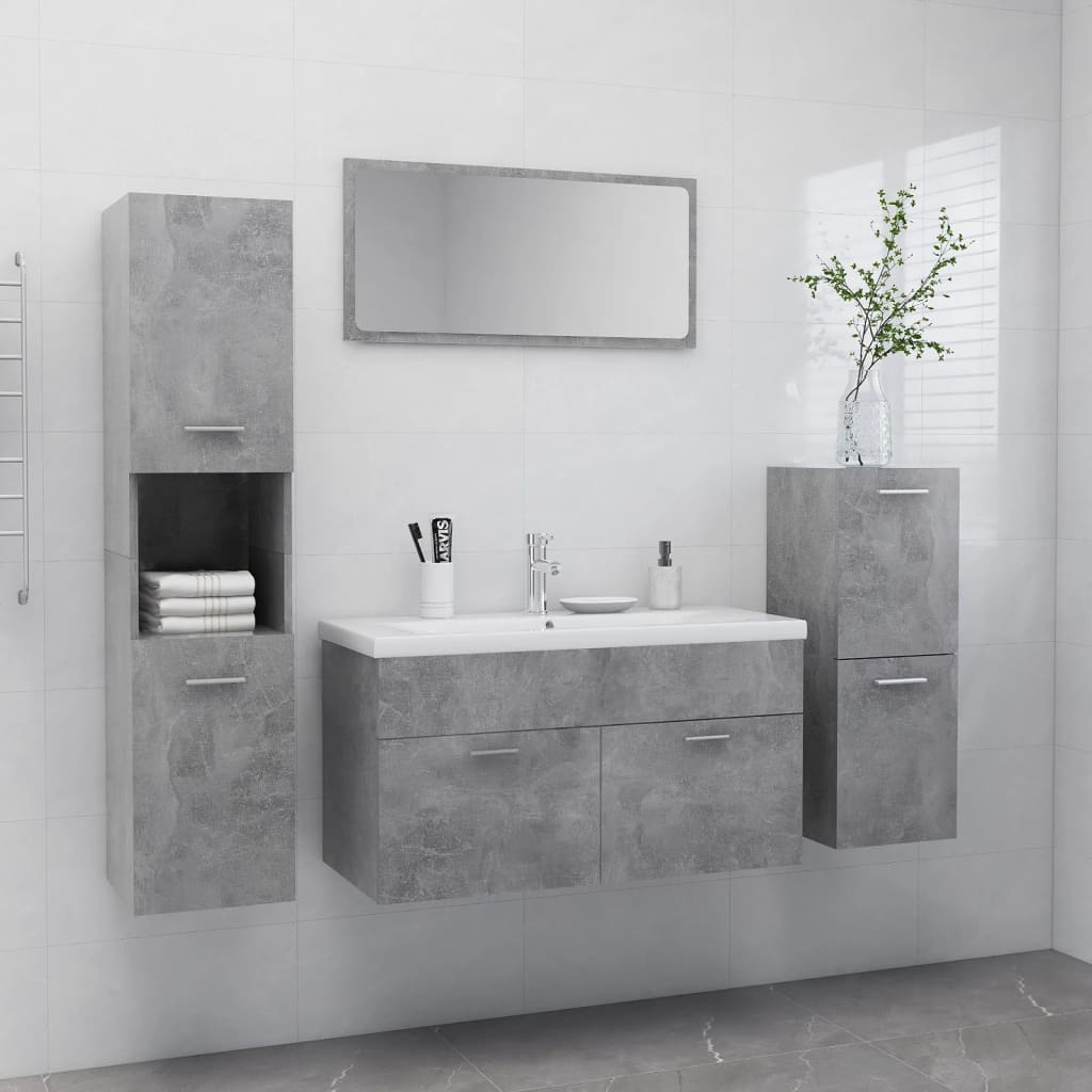 vidaXL Bathroom Furniture Set Concrete Grey Engineered Wood