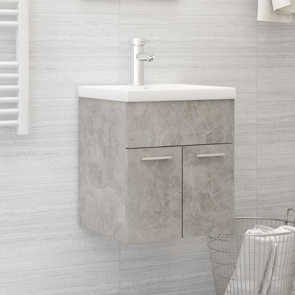 vidaXL Sink Cabinet with Built-in Basin Concrete Grey Engineered Wood