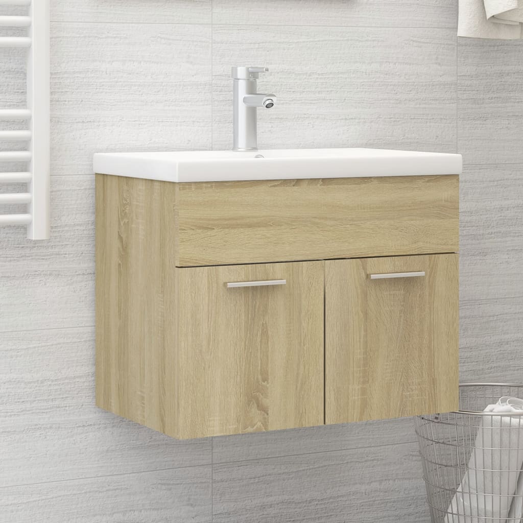 vidaXL Sink Cabinet with Built-in Basin Sonoma Oak Engineered Wood