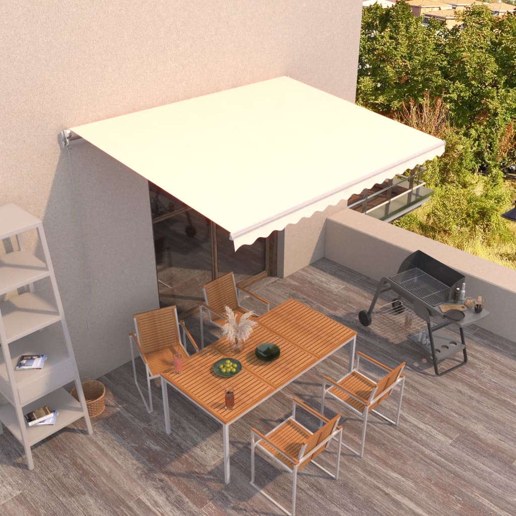 vidaXL Manual Retractable Awning 450x300 cm Cream