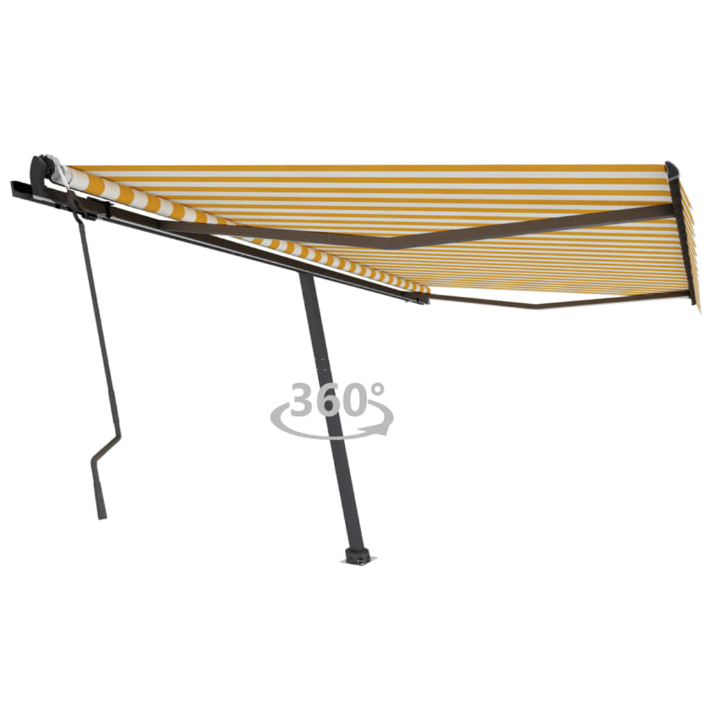 vidaXL Freestanding Manual Retractable Awning 400x300 cm Yellow/White