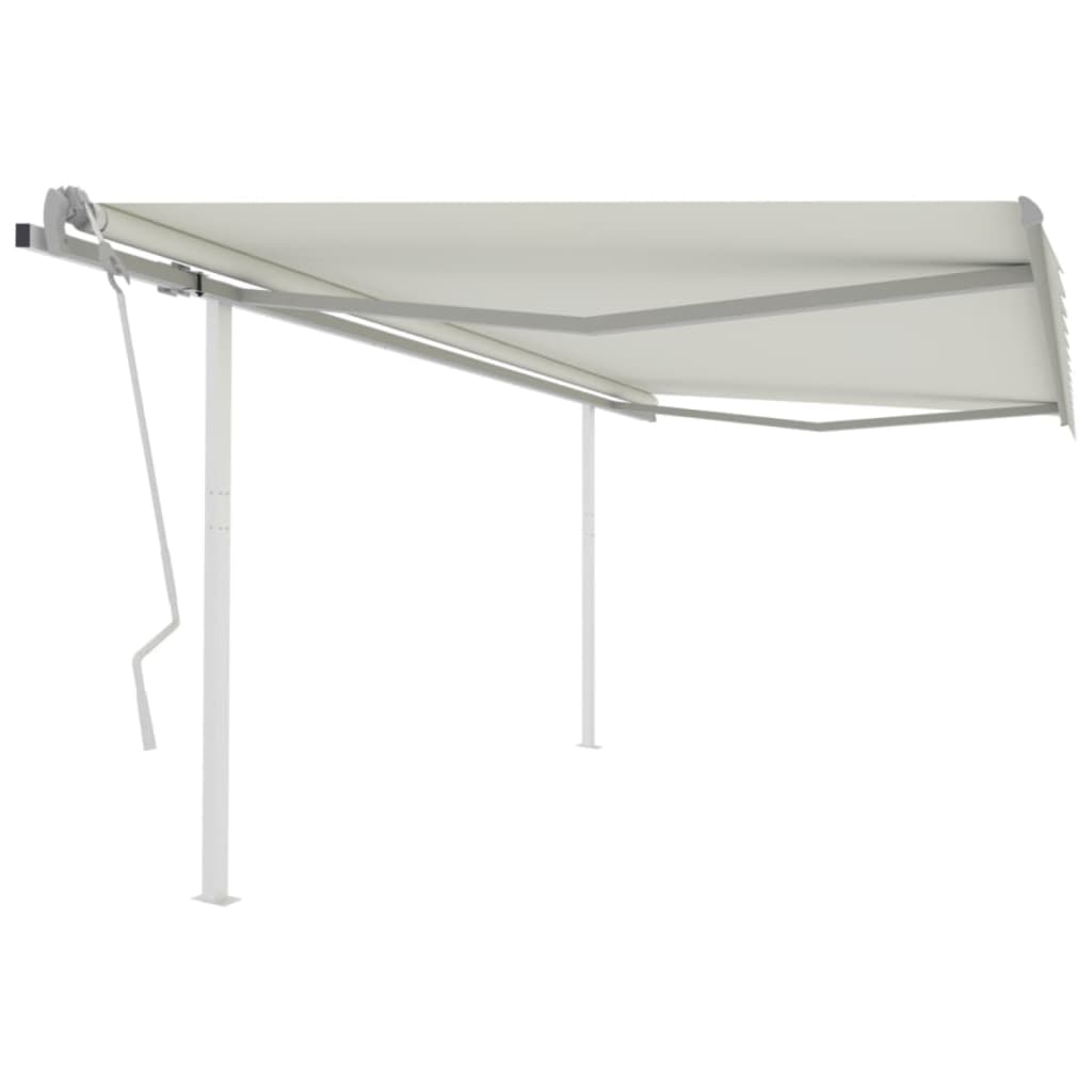 vidaXL Manual Retractable Awning with Posts 4.5x3 m Cream