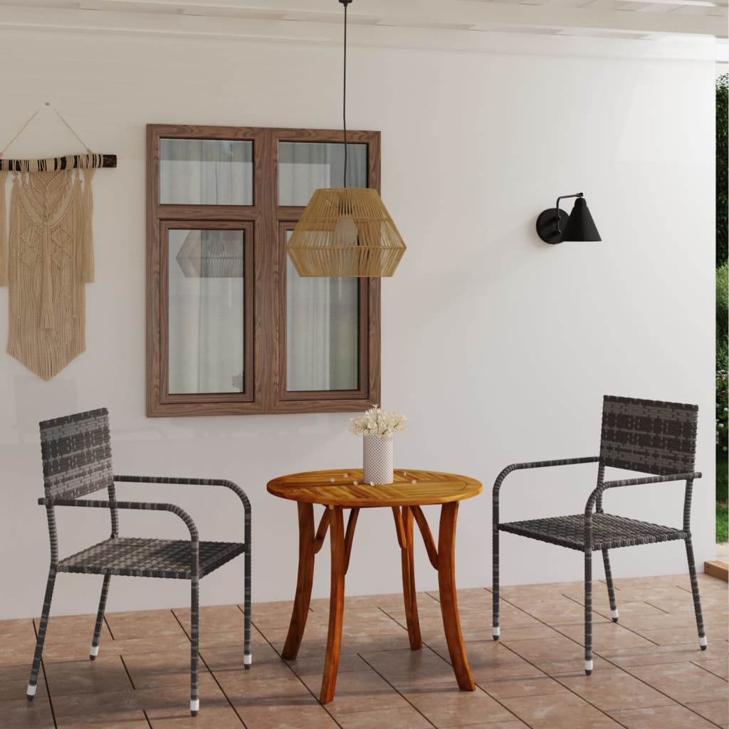 vidaXL 3 Piece Garden Dining Set Grey