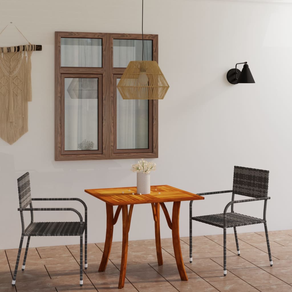 vidaXL 3 Piece Garden Dining Set Grey