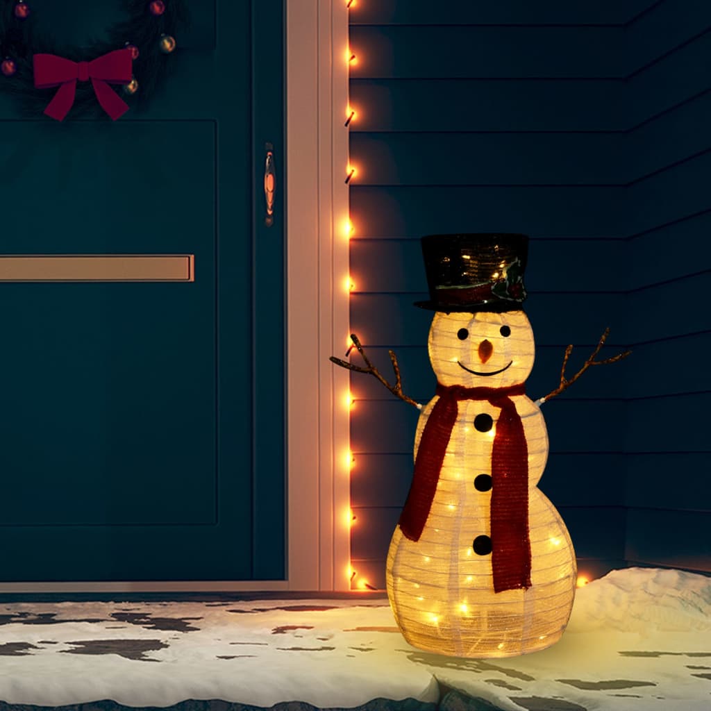 vidaXL Decorative Christmas Snowman Figure with LED Luxury Fabric 60cm