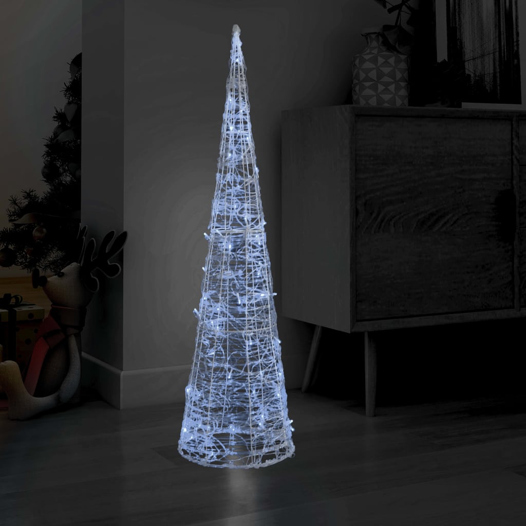 vidaXL Acrylic Decorative Pyramid LED Light Cone Cold White 120 cm