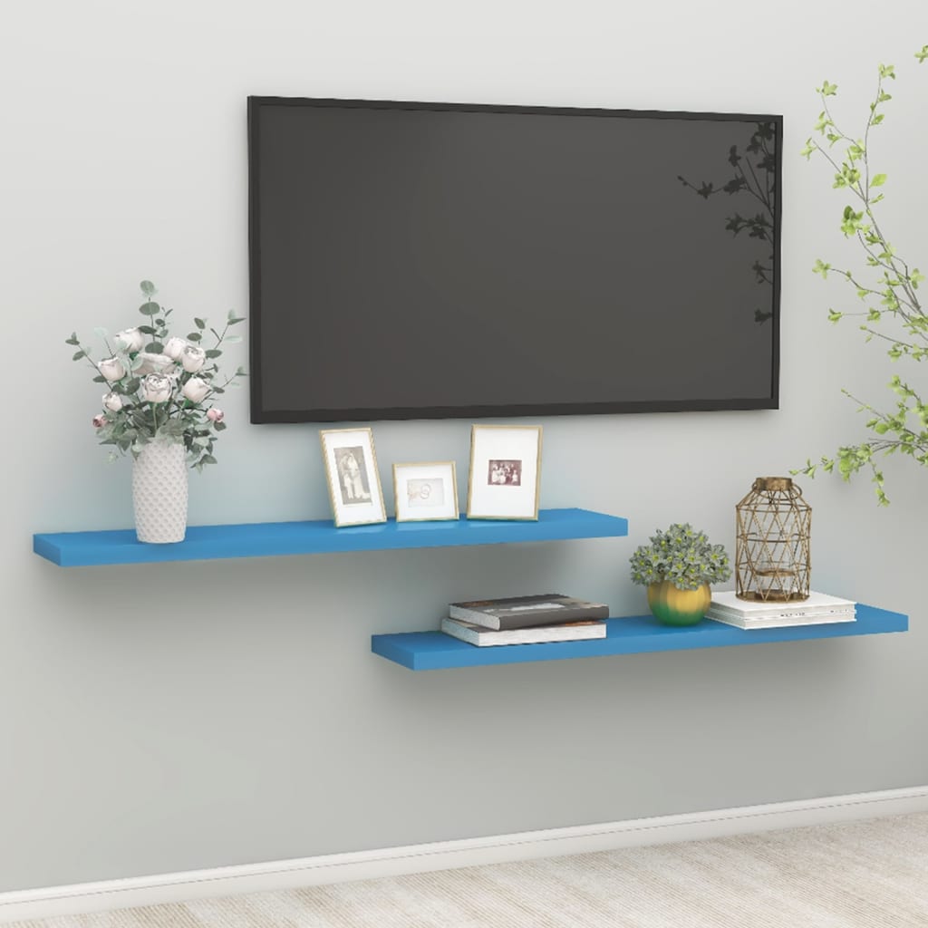 vidaXL Floating Wall Shelves 2 pcs Blue 120x23.5x3.8 cm MDF