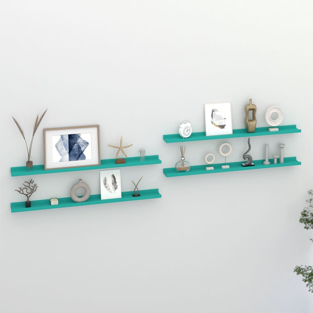 vidaXL Wall Shelves 4 pcs Blue 100x9x3 cm