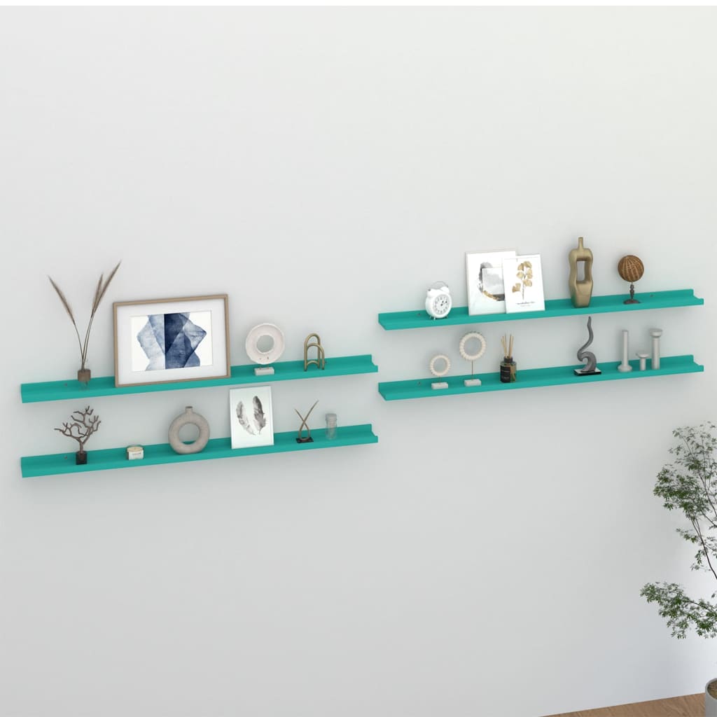 vidaXL Wall Shelves 4 pcs Blue 115x9x3 cm
