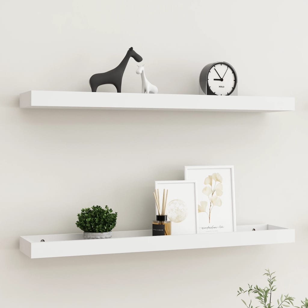 vidaXL Loggia Wall Shelves 2 pcs White 80x15x4 cm MDF