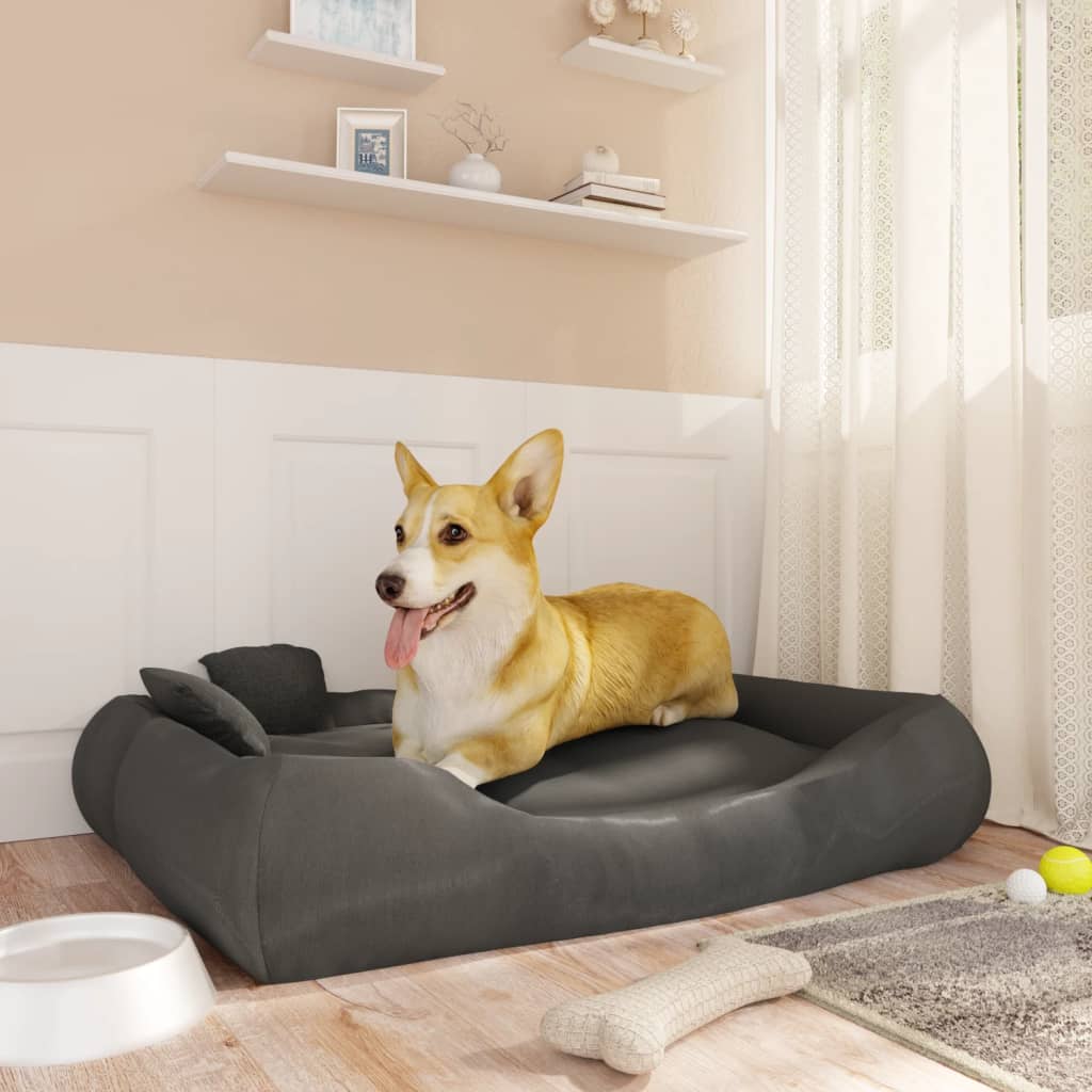 vidaXL Dog Cushion with Pillows Dark Grey 89x75x19 cm Oxford Fabric