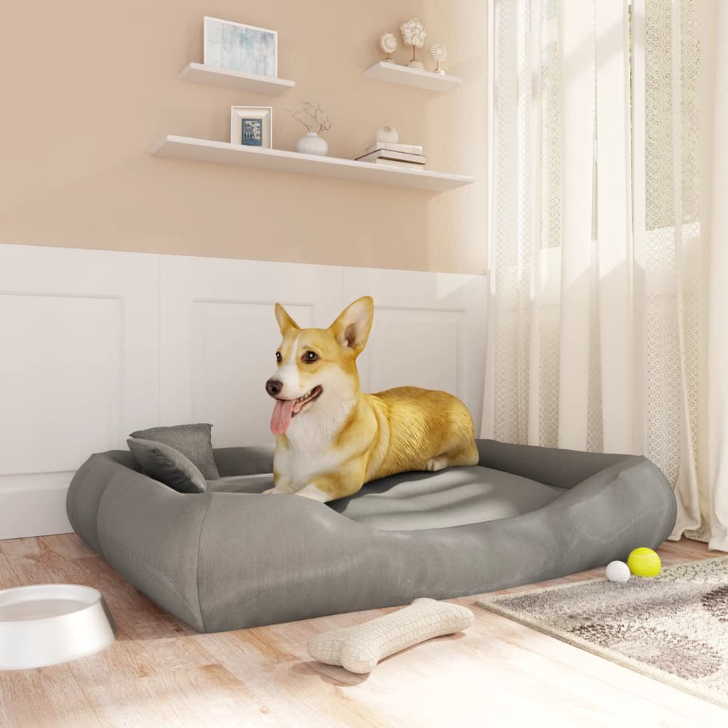 vidaXL Dog Cushion with Pillows Grey 115x100x20 cm Oxford Fabric