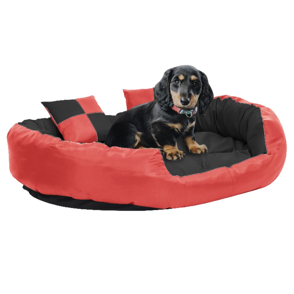 vidaXL Reversible & Washable Dog Cushion Red and Black 110x80x23 cm