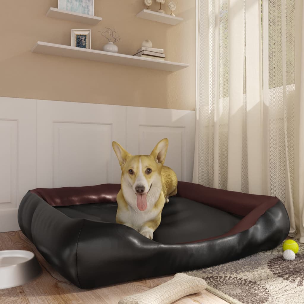vidaXL Dog Bed Black and Brown 120x100x27 cm Faux Leather