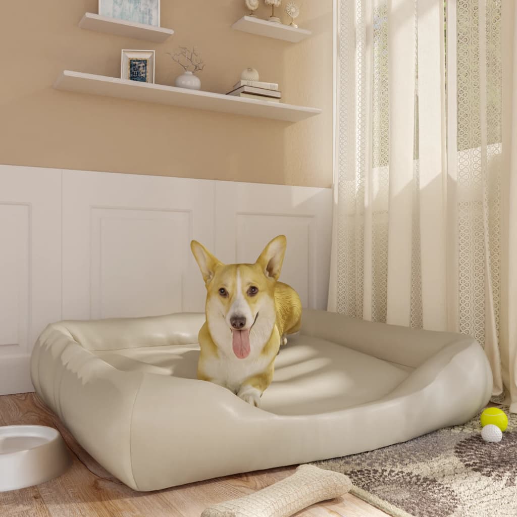 vidaXL Dog Bed Beige 105x80x25 cm Faux Leather