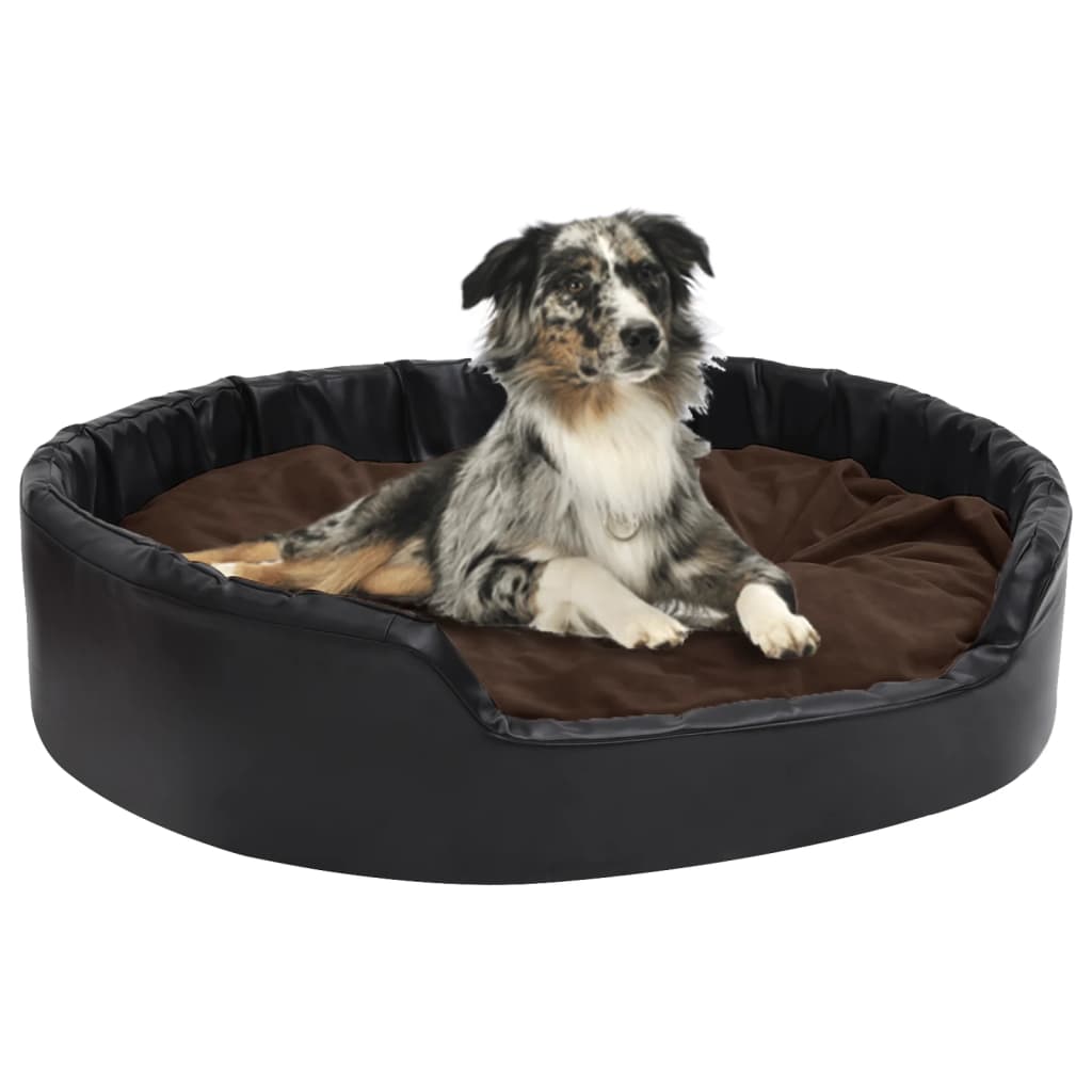 vidaXL Dog Bed Black and Brown 99x89x21 cm Plush and Faux Leather