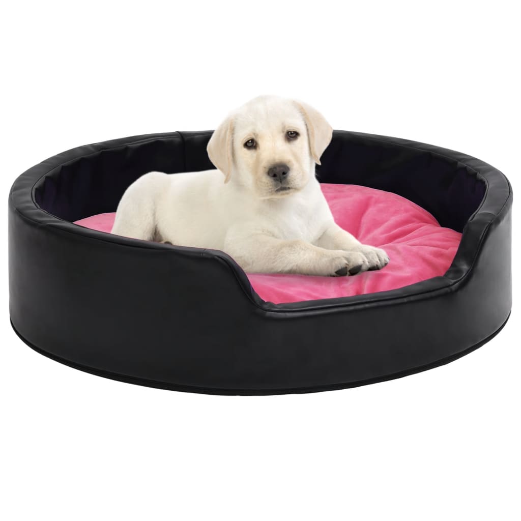 vidaXL Dog Bed Black and Pink 79x70x19 cm Plush and Faux Leather