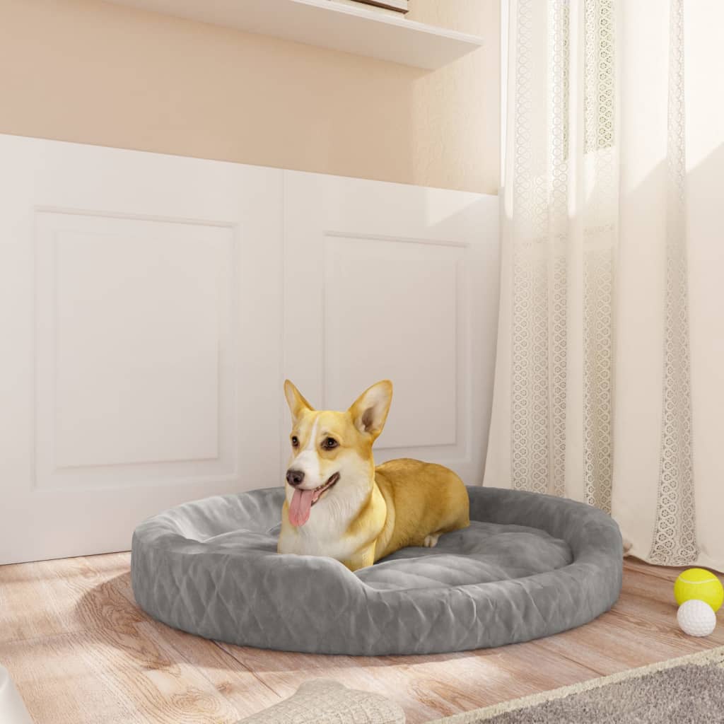 vidaXL Dog Bed Grey 90x70x23 cm Plush