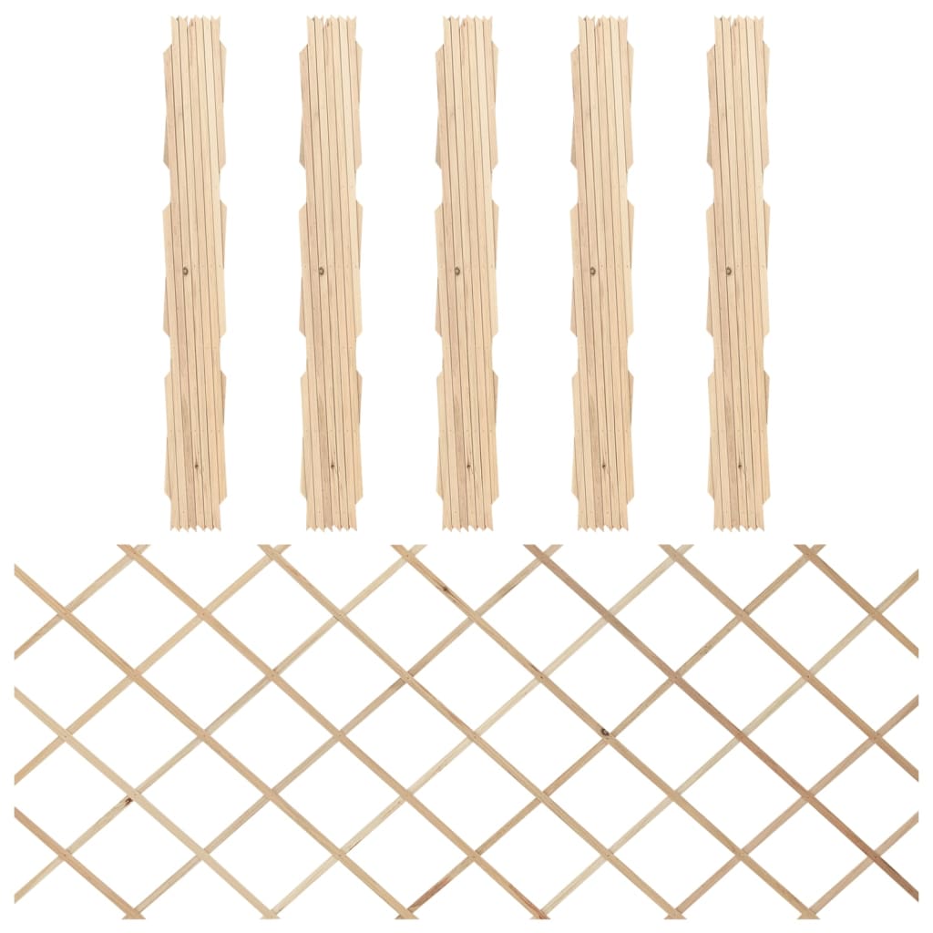 vidaXL Trellis Fences 5 pcs Solid Firwood 180x80 cm