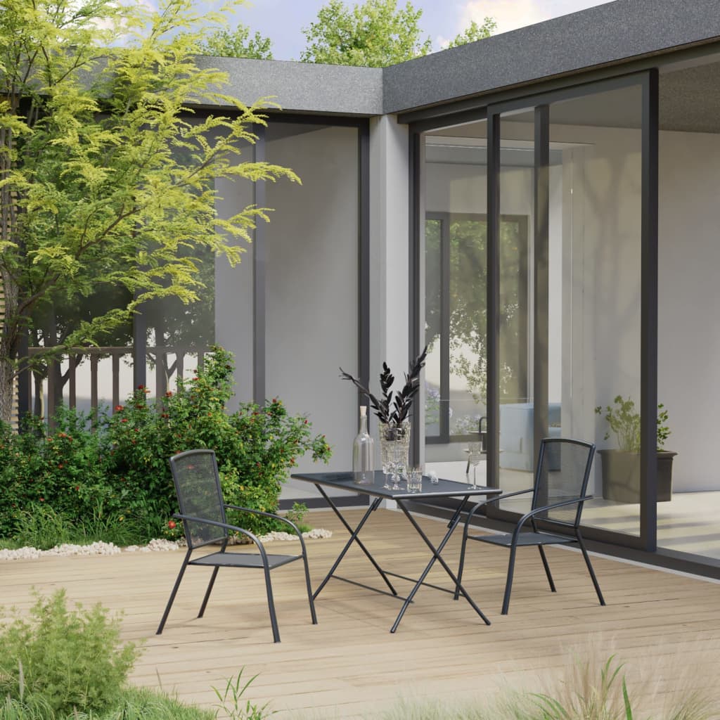 vidaXL 3 Piece Garden Dining Set Steel Anthracite