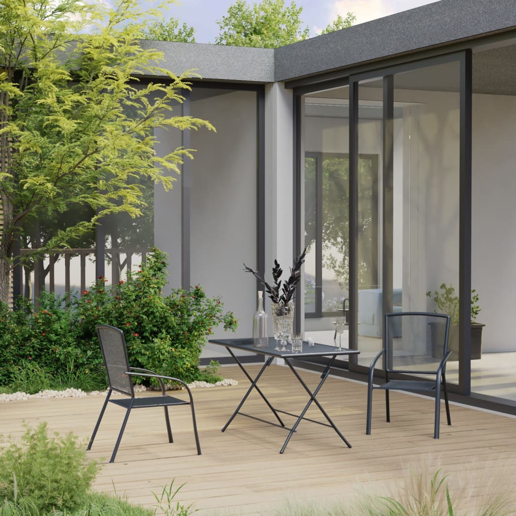vidaXL 3 Piece Garden Dining Set Steel Anthracite