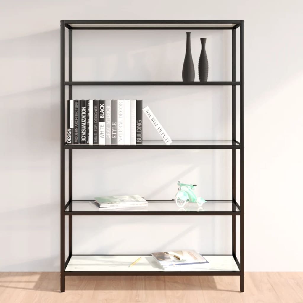 vidaXL Shelf White Marble and Transparent 100x36x168 cm Tempered Glass