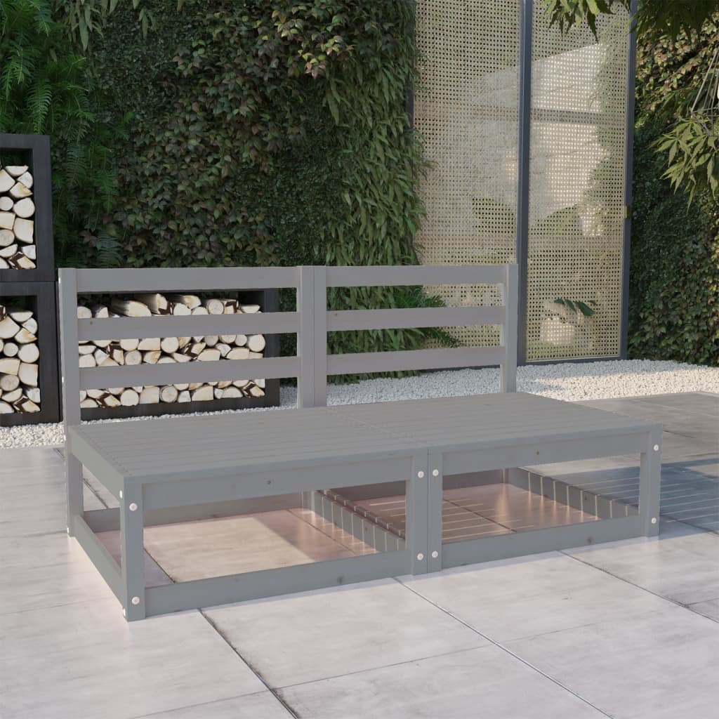 vidaXL Garden 2-Seater Sofa Grey Solid Pinewood