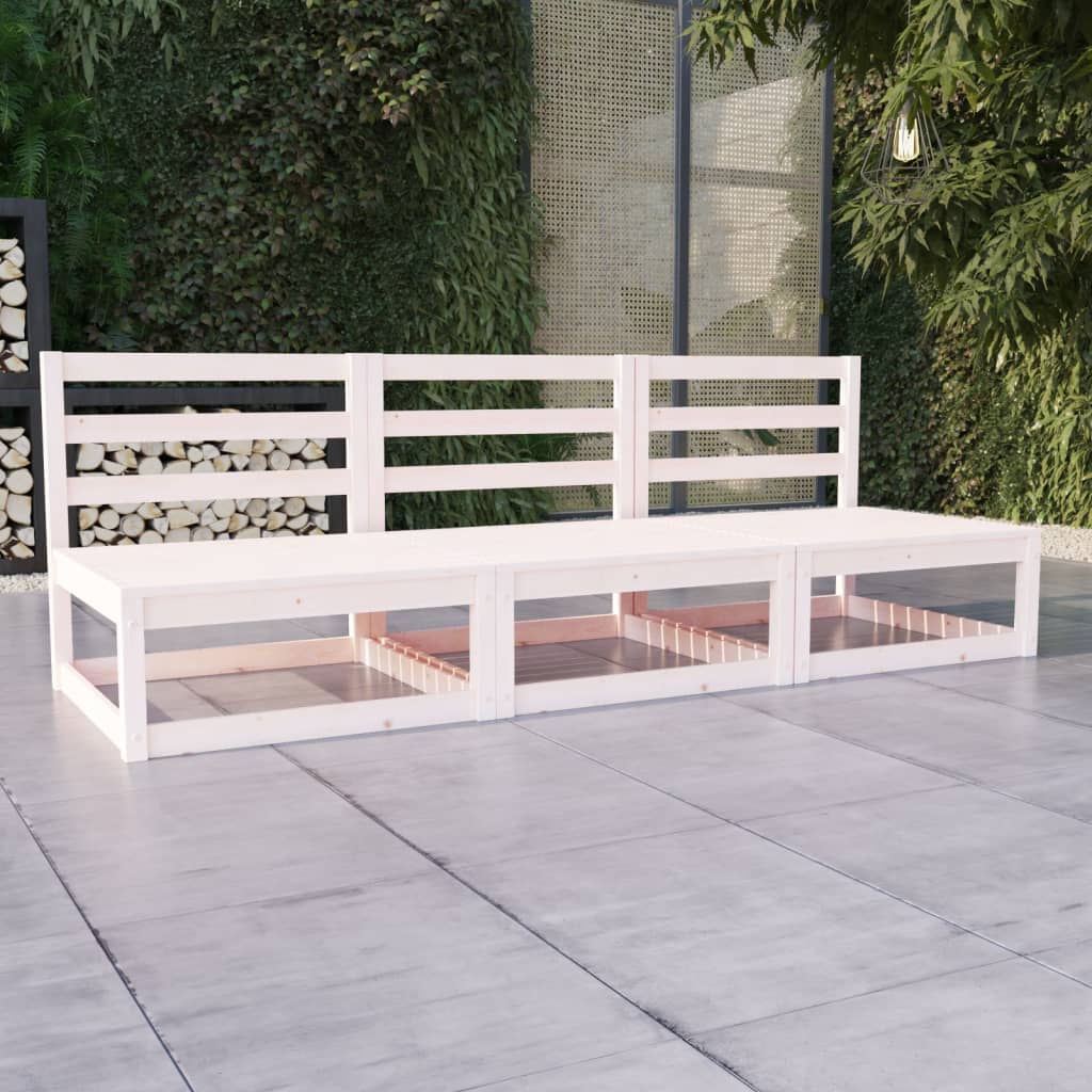 vidaXL Garden 3-Seater Sofa White Solid Pinewood