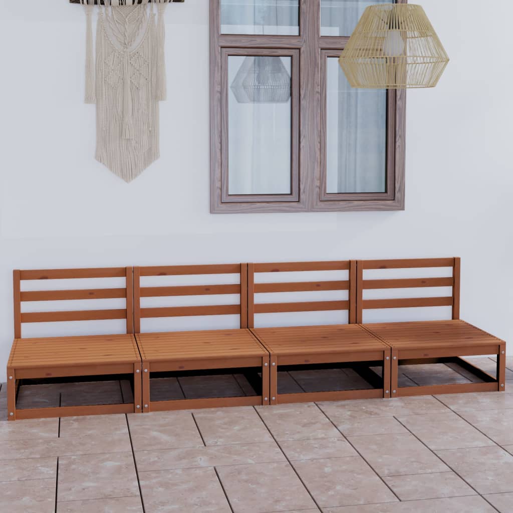 vidaXL Garden 4-Seater Sofa Honey Brown Solid Pinewood