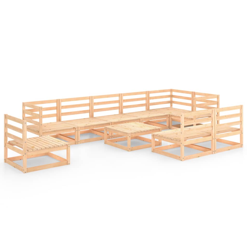 vidaXL 10 Piece Garden Lounge Set Solid Wood Pine