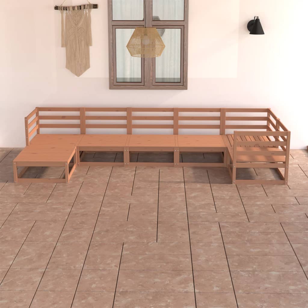 vidaXL 7 Piece Garden Lounge Set Honey Brown Solid Pinewood