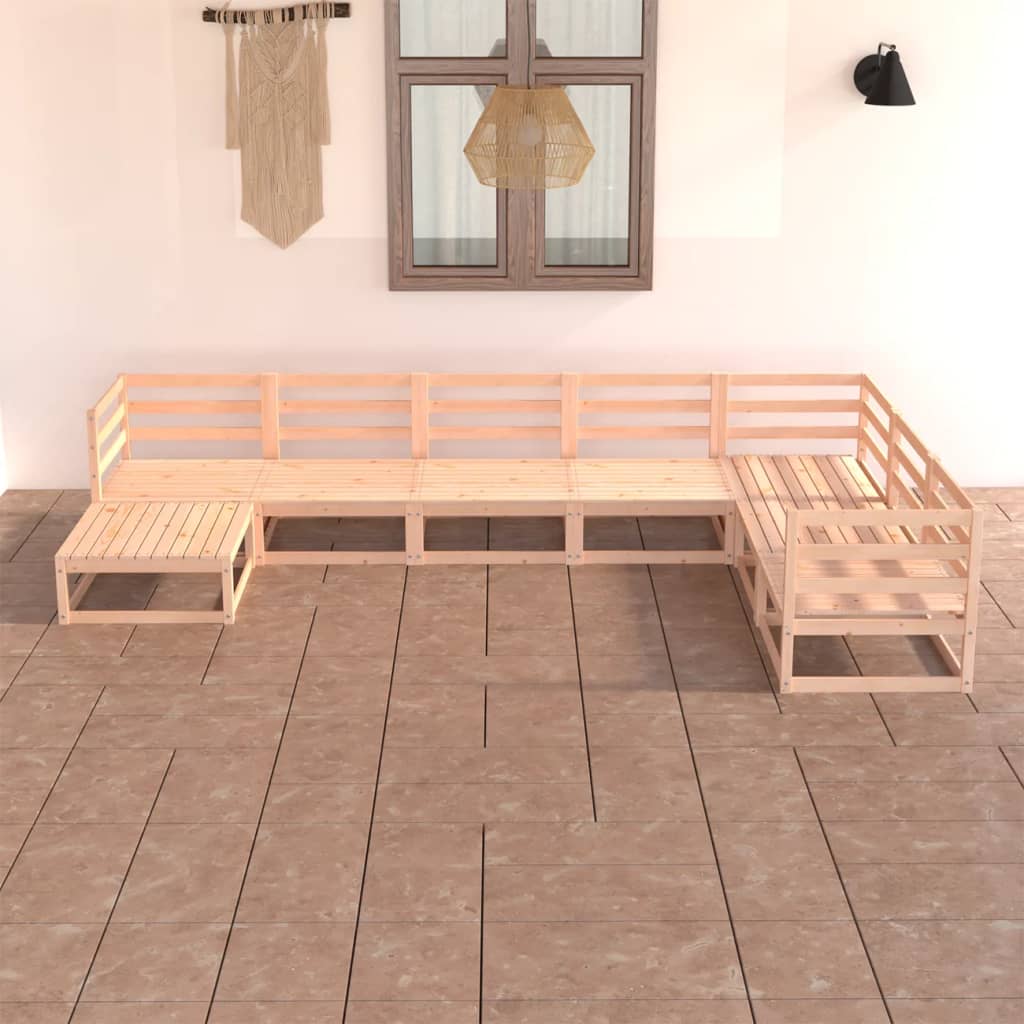 vidaXL 7 Piece Garden Lounge Set Solid Wood Pine