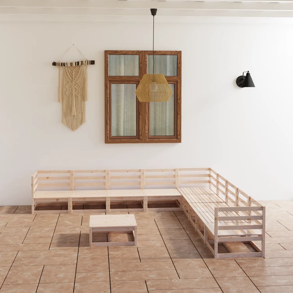 vidaXL 10 Piece Garden Lounge Set Solid Pinewood