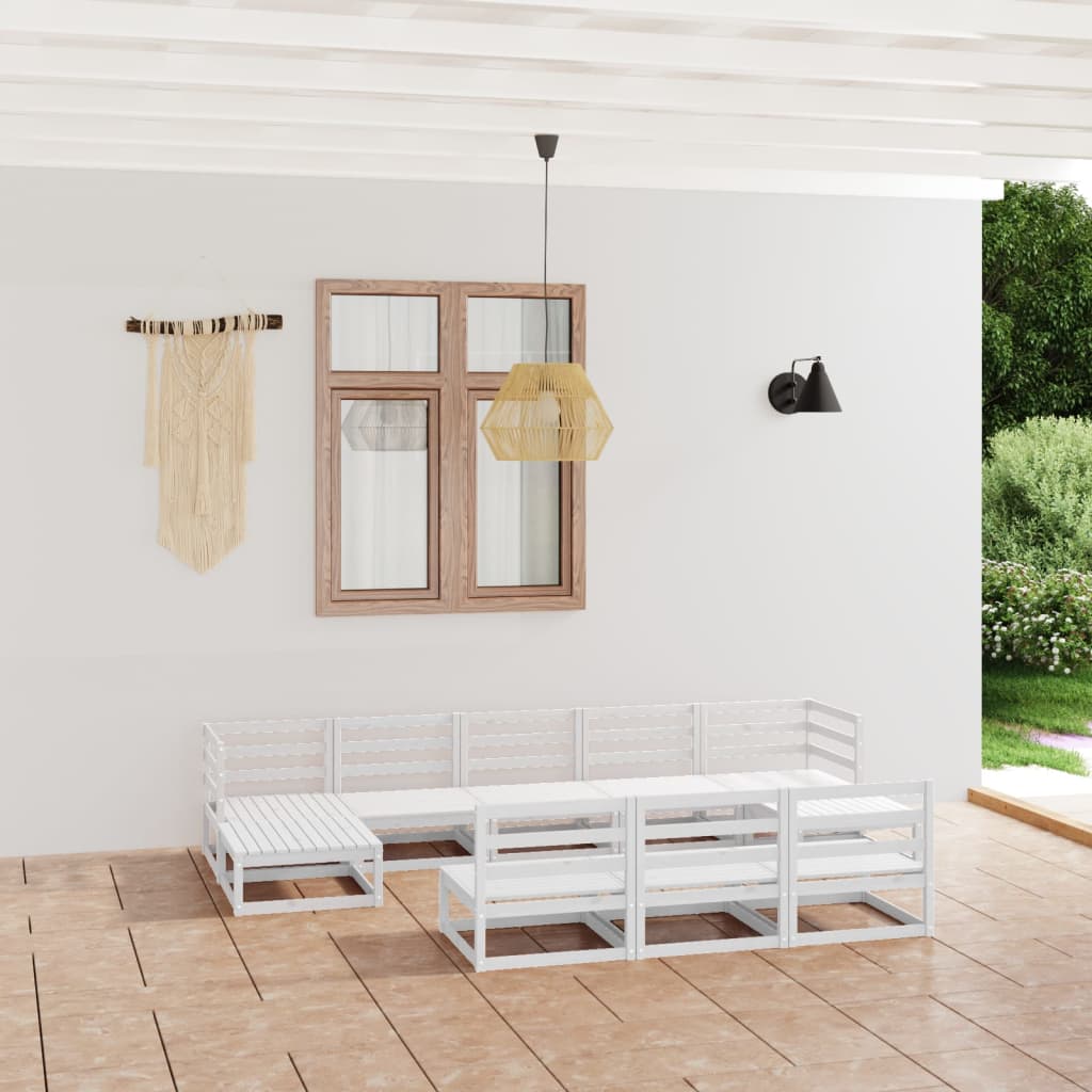 vidaXL 10 Piece Garden Lounge Set Solid Pinewood