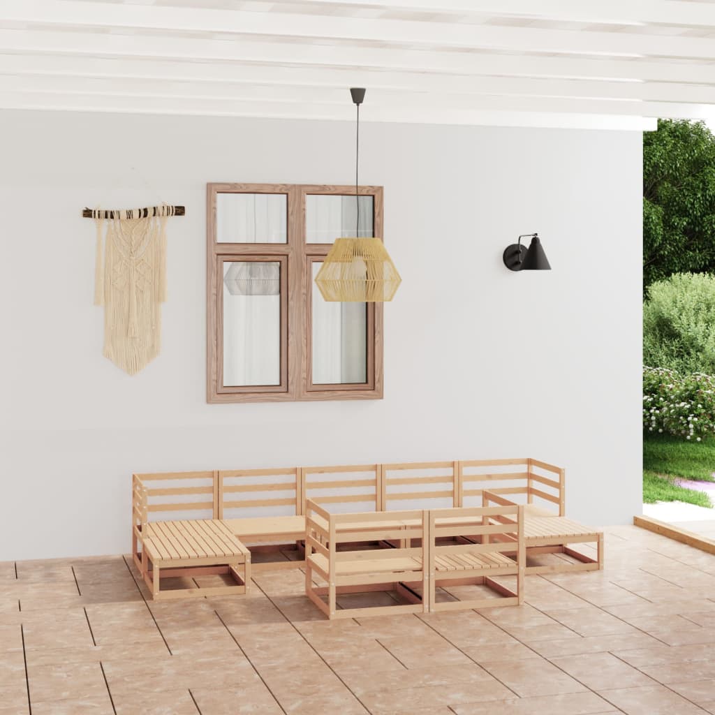 vidaXL 9 Piece Garden Lounge Set Solid Pinewood