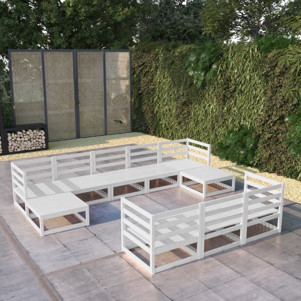 vidaXL 10 Piece Garden Lounge Set Solid Pinewood