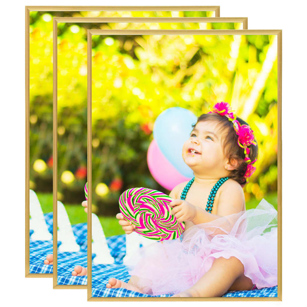 vidaXL Photo Frames Collage 3 pcs for Table Gold 15x21cm MDF
