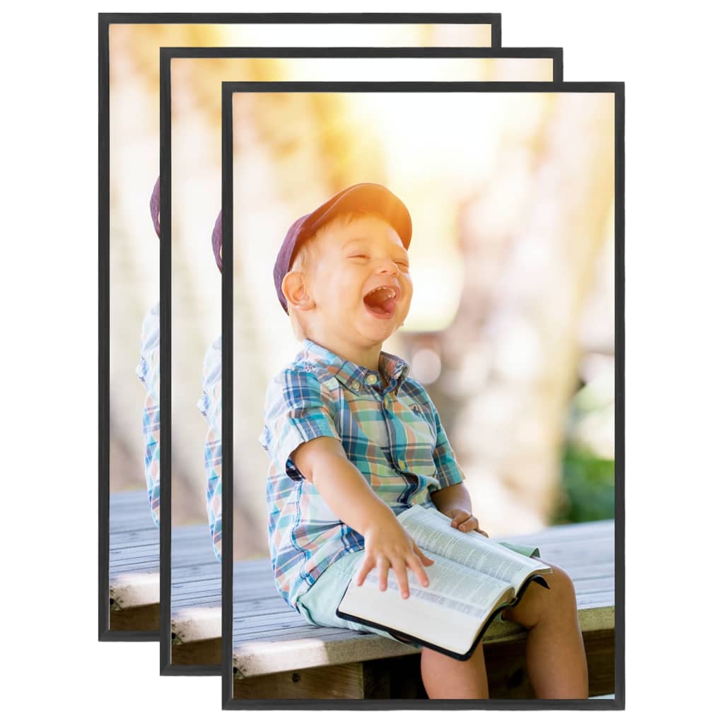 vidaXL Photo Frames Collage 3 pcs for Table Black 13x18 cm MDF