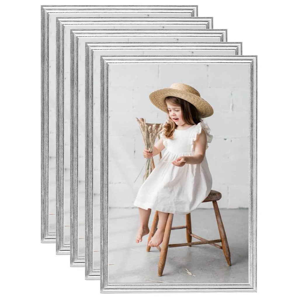 vidaXL Photo Frames Collage 5 pcs for Table Silver 21x29.7 cm
