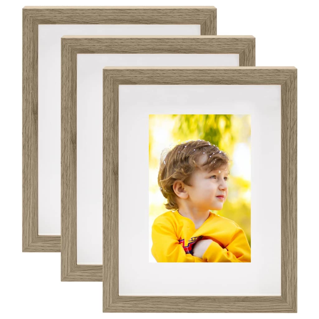 vidaXL 3D Box Photo Frames 3 pcs Dark Wood 20x25cm for 13x18cm Picture