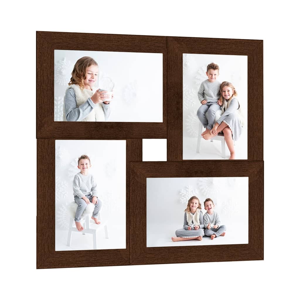 vidaXL Collage Photo Frame for 4x(13x18 cm) Picture Dark Brown MDF