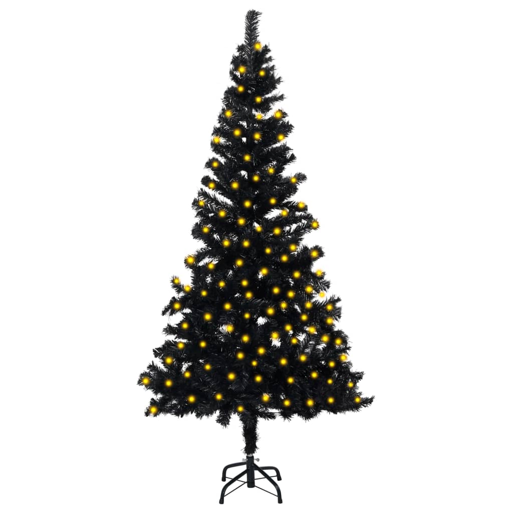vidaXL Artificial Pre-lit Christmas Tree with Stand Black 150 cm PVC