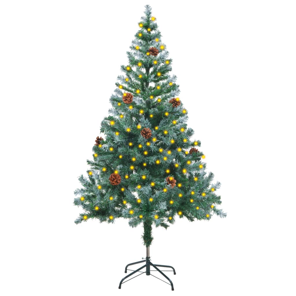 vidaXL Frosted Pre-lit Christmas Tree with Pinecones 150 cm